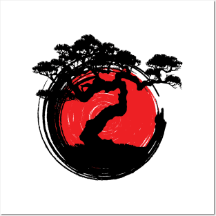 'Bonsai Tree Japanese Calligraphy' Cool Japanese Tree Posters and Art